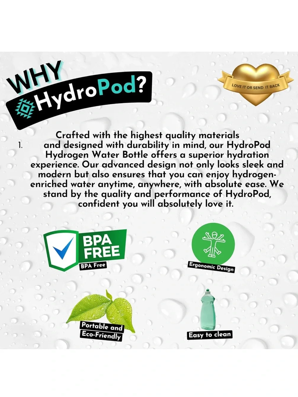 HydroPod Hydrogen Water Bottle - White new